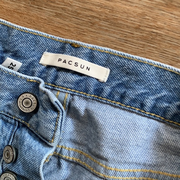PAC Sun sz 25 high waist button fly distressed jeans raw hem euc - Picture 4 of 8